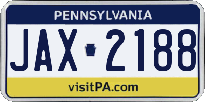 PA license plate JAX2188
