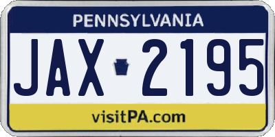 PA license plate JAX2195