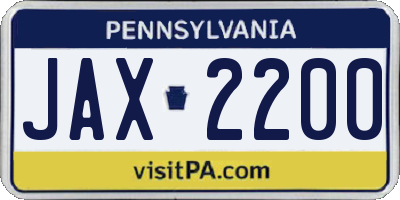 PA license plate JAX2200