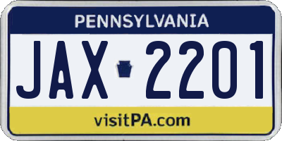 PA license plate JAX2201