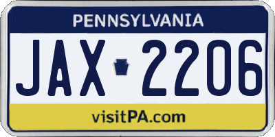 PA license plate JAX2206