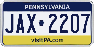 PA license plate JAX2207