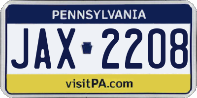 PA license plate JAX2208