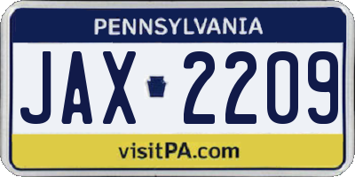 PA license plate JAX2209