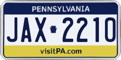 PA license plate JAX2210