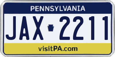 PA license plate JAX2211