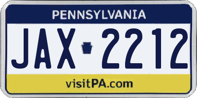 PA license plate JAX2212