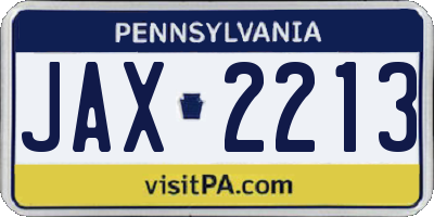 PA license plate JAX2213