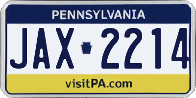 PA license plate JAX2214