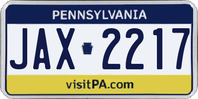 PA license plate JAX2217