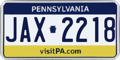 PA license plate JAX2218