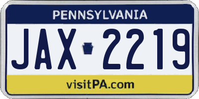 PA license plate JAX2219