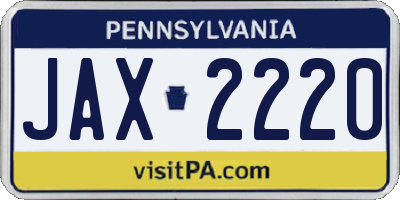 PA license plate JAX2220