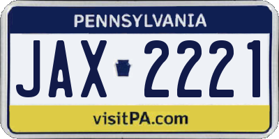 PA license plate JAX2221