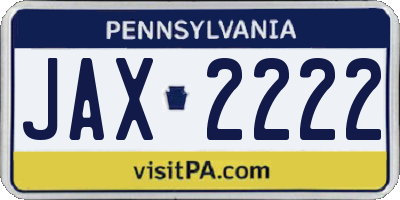 PA license plate JAX2222