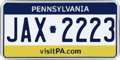 PA license plate JAX2223