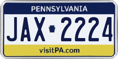 PA license plate JAX2224