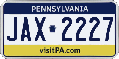 PA license plate JAX2227