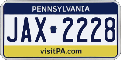 PA license plate JAX2228