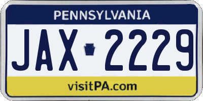 PA license plate JAX2229