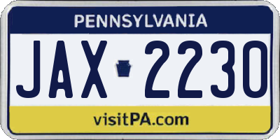 PA license plate JAX2230