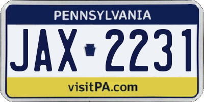 PA license plate JAX2231