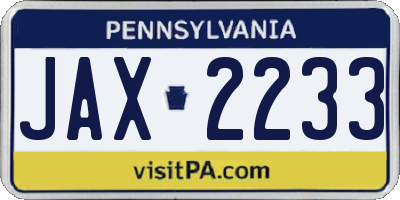 PA license plate JAX2233