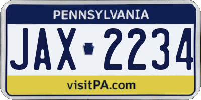 PA license plate JAX2234