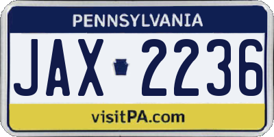 PA license plate JAX2236