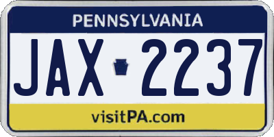 PA license plate JAX2237