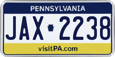 PA license plate JAX2238