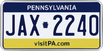 PA license plate JAX2240