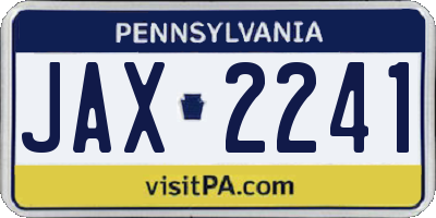 PA license plate JAX2241