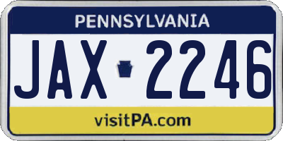 PA license plate JAX2246