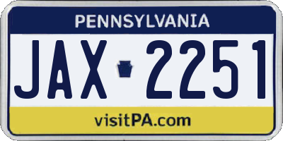 PA license plate JAX2251