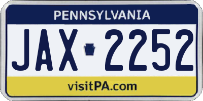 PA license plate JAX2252