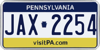 PA license plate JAX2254