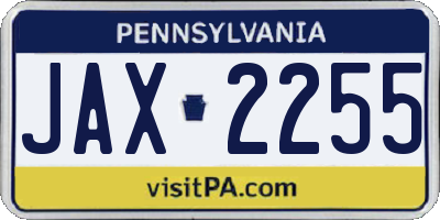 PA license plate JAX2255