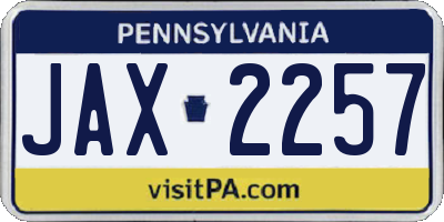 PA license plate JAX2257