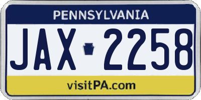 PA license plate JAX2258