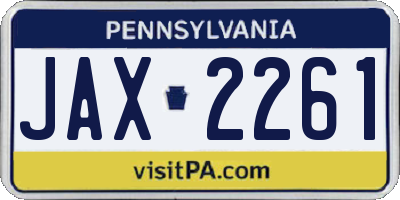 PA license plate JAX2261