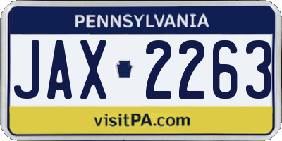 PA license plate JAX2263