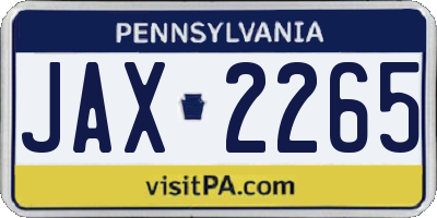 PA license plate JAX2265