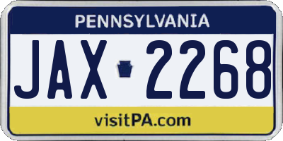 PA license plate JAX2268