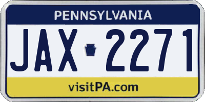 PA license plate JAX2271