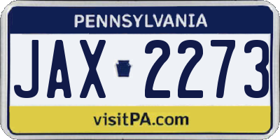 PA license plate JAX2273