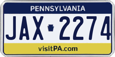 PA license plate JAX2274