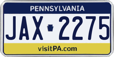 PA license plate JAX2275