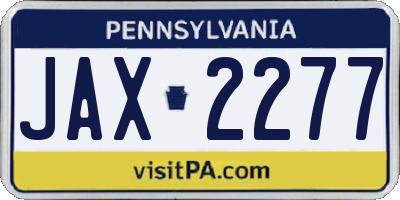 PA license plate JAX2277