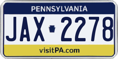 PA license plate JAX2278